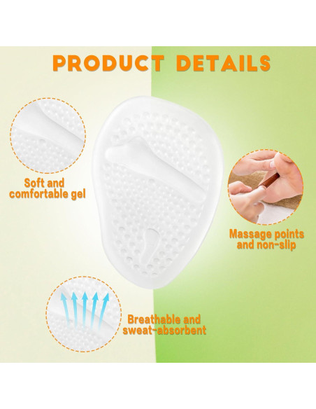 3 Pares Almohadillas Metatarsales Mujeres WY LIGHTING, Transparente