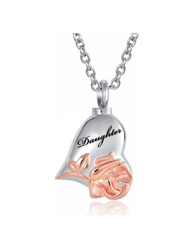 Collar de Urna de Flor de Rosa LuxglitterLin para Cenizas