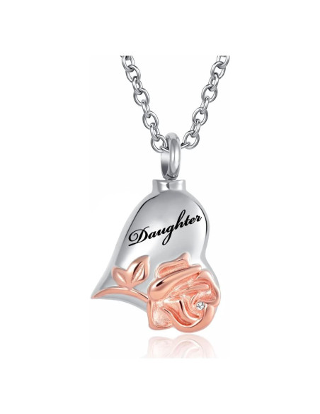 Collar de Urna de Flor de Rosa LuxglitterLin para Cenizas