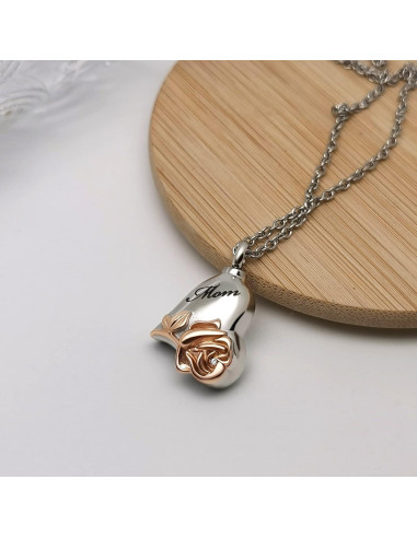 Collar de Urna de Flor de Rosa LuxglitterLin para Cenizas