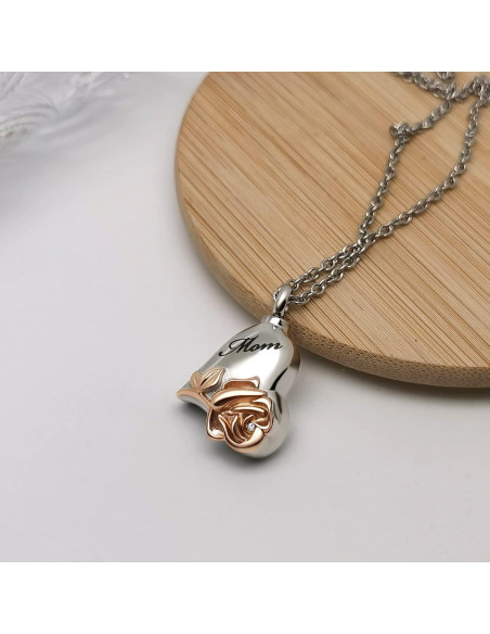 Collar de Urna de Flor de Rosa LuxglitterLin para Cenizas