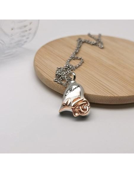 Collar de Urna de Flor de Rosa LuxglitterLin para Cenizas