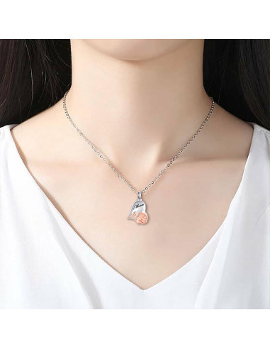 Collar de Urna de Flor de Rosa LuxglitterLin para Cenizas