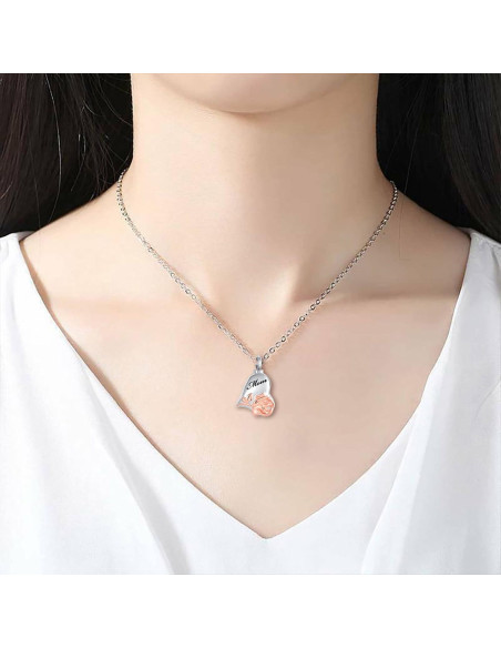 Collar de Urna de Flor de Rosa LuxglitterLin para Cenizas