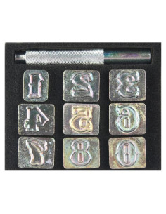 Kit de estampado de números OWDEN 10 piezas 19 mm para cuero