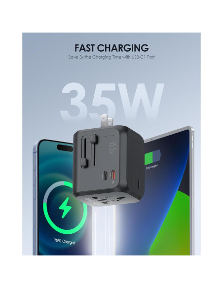 Adaptador de Viaje Universal EPICKA TA-205 35W 6 Puertos Adaptador de Viaje Universal EPICKA TA-205 35W 6 Puertos