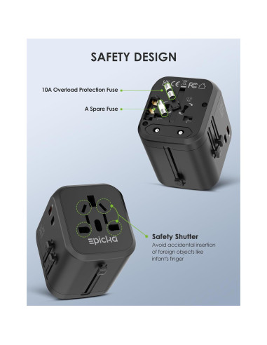 Adaptador de Viaje Universal EPICKA TA-205 35W 6 Puertos