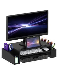 Soporte para Monitor Simple Houseware con Bandeja Ajustable Negro
