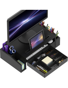 Soporte para Monitor Simple Houseware con Bandeja Ajustable Negro 2