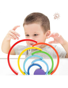 Juguete de Apilamiento Arcoíris de Madera TUOWITA 8 Capas 2