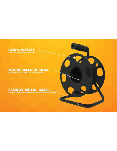 Soporte de Carrete de Extensión Metal Woods 22849 45.72m Negro