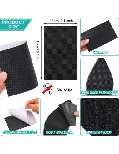 10 Almohadillas Antideslizantes para Zapatos Goma Negra 7.9x12.9cm