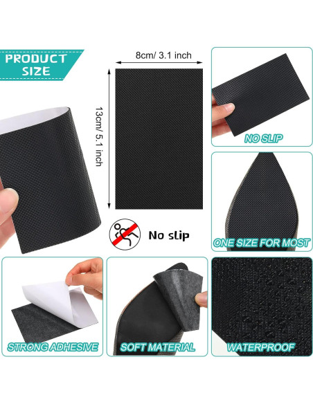 10 Almohadillas Antideslizantes para Zapatos Goma Negra 7.9x12.9cm