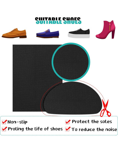 10 Almohadillas Antideslizantes para Zapatos Goma Negra 7.9x12.9cm