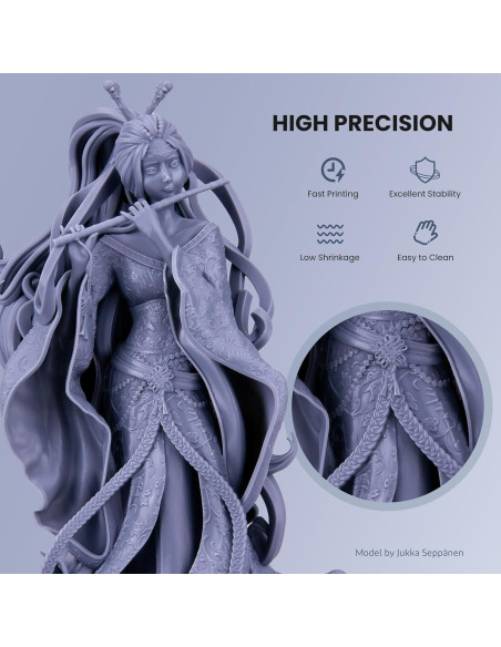 Resina 3D Lavable con Agua ELEGOO 1000g Negro para Impresoras