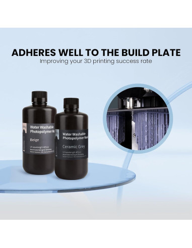 Resina 3D Lavable con Agua ELEGOO 1000g Negro para Impresoras