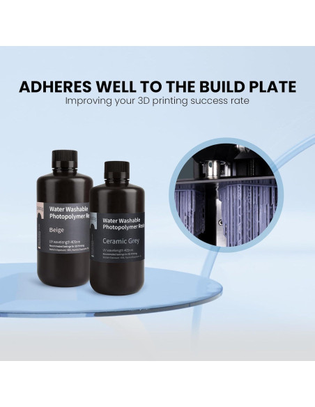 Resina 3D Lavable con Agua ELEGOO 1000g Negro para Impresoras