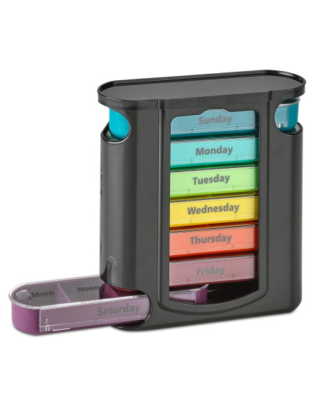 Organizador Semanal de Pastillas MEDca, 7 Compartimentos Apilables