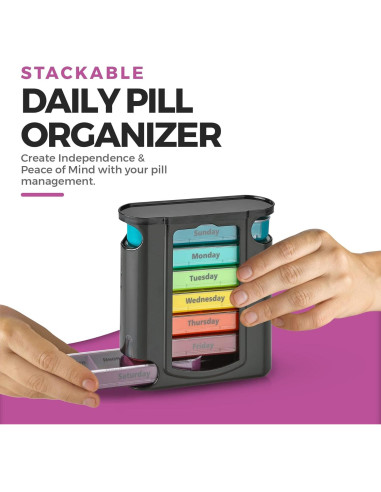 Organizador Semanal de Pastillas MEDca, 7 Compartimentos Apilables