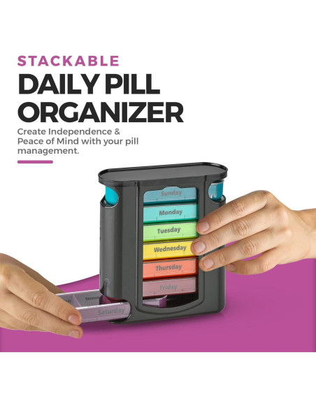 Organizador Semanal de Pastillas MEDca, 7 Compartimentos Apilables