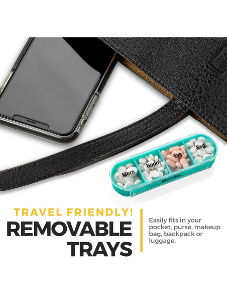 Organizador Semanal de Pastillas MEDca, 7 Compartimentos Apilables