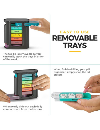 Organizador Semanal de Pastillas MEDca, 7 Compartimentos Apilables