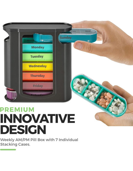 Organizador Semanal de Pastillas MEDca, 7 Compartimentos Apilables