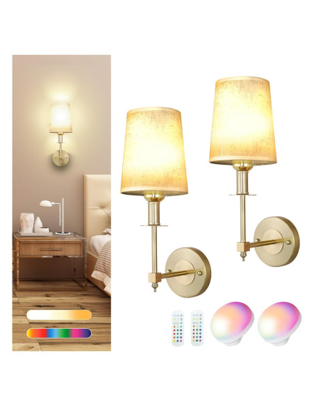 Aplique de Pared Inalámbrico Dorado L015D con Luz RGB Aplique de Pared Inalámbrico Dorado L015D con Luz RGB