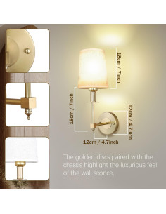Aplique de Pared Inalámbrico Dorado L015D con Luz RGB 2
