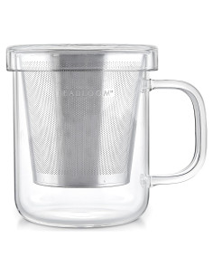 Taza de Vidrio Borosilicato Teabloom con Infusor de Acero 240 ml