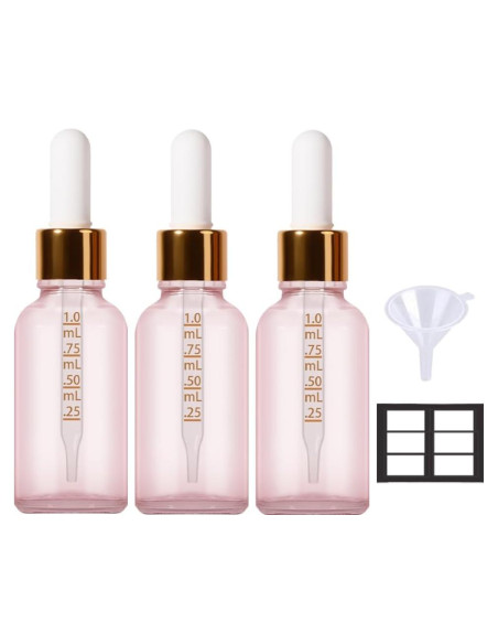 Botella de Goteo de Vidrio 30ml StellaCare Rosa a Prueba de Fugas