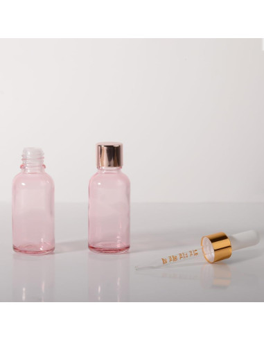 Botella de Goteo de Vidrio 30ml StellaCare Rosa a Prueba de Fugas