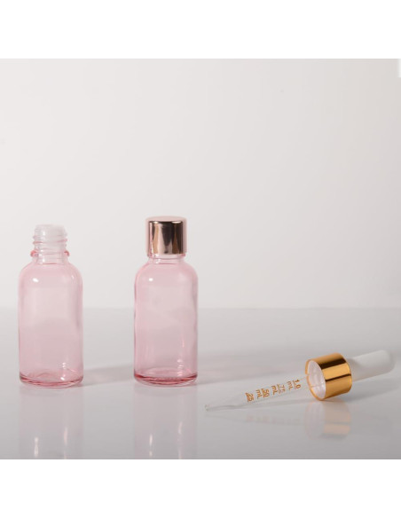 Botella de Goteo de Vidrio 30ml StellaCare Rosa a Prueba de Fugas