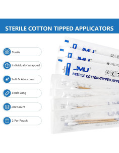 Bastones de Algodón Estériles JMU 3" (7.62 cm) - Pack 200 2