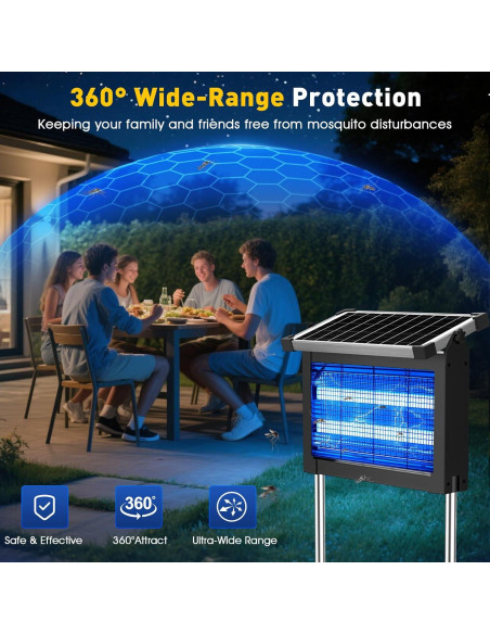 Asesino de Mosquitos Solar Zwiran 4500V Impermeable 2.29kg