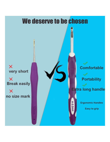 Juego de Ganchillos Ergonómicos Weabetfu 2mm a 10mm con Estuche