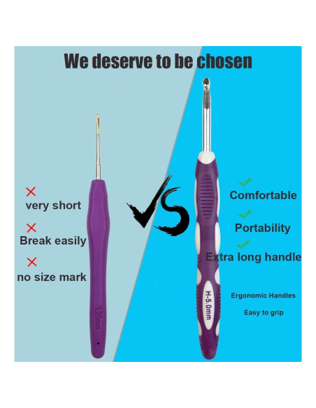 Juego de Ganchillos Ergonómicos Weabetfu 2mm a 10mm con Estuche