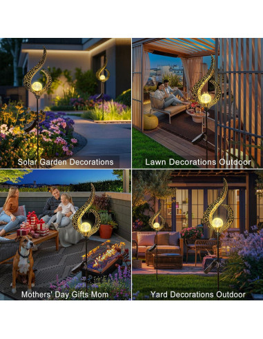 Luces Solares de Jardín HOMEIMPRO, LED Flor de Vidrio Impermeable