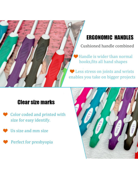 Juego de Ganchillos Ergonómicos Weabetfu 2mm a 10mm con Estuche