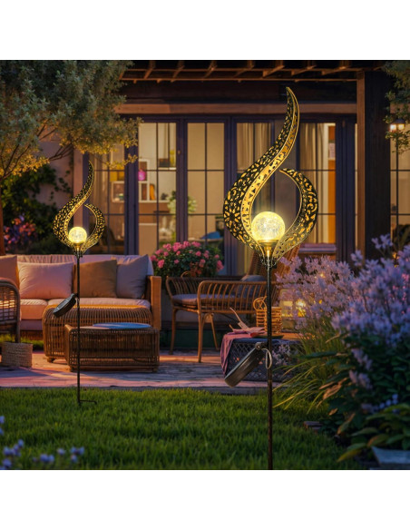 Luces Solares de Jardín HOMEIMPRO, LED Flor de Vidrio Impermeable