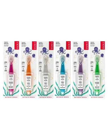 Cepillo de dientes RADIUS Totz para niños, 6 unidades, cerdas suaves