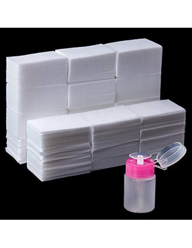 1000 Toallitas de Algodón Sin Pelusa + Botella Dispensadora