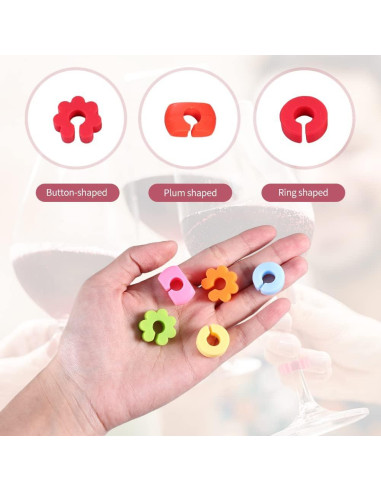 48 Marcadores de Copas de Vino Silicona Multicolor QWLWBU