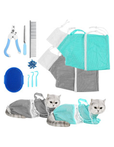 Juego de baño para gatos JULMELON 10 PCS con cepillo y cortauñas