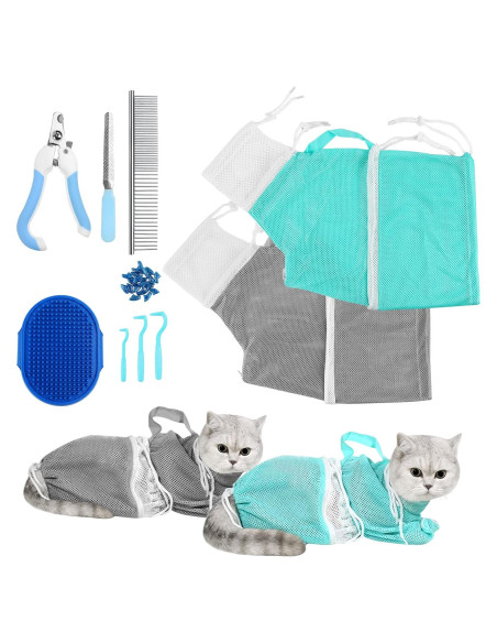 Juego de baño para gatos JULMELON 10 PCS con cepillo y cortauñas