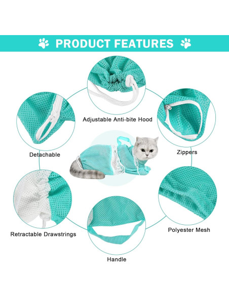 Juego de baño para gatos JULMELON 10 PCS con cepillo y cortauñas