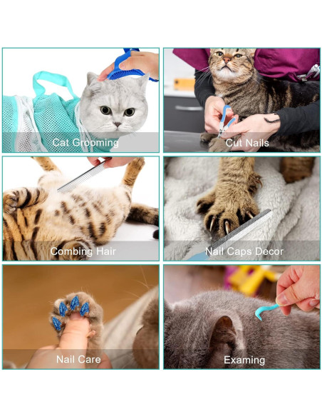 Juego de baño para gatos JULMELON 10 PCS con cepillo y cortauñas