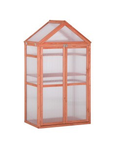 Invernadero de Madera Outsunny 80 cm x 46 cm x 138 cm Naranja