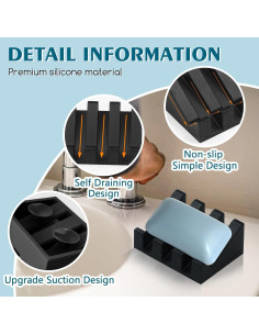 Plato de Jabón de Silicona MRBULLOCK Negro 9.6x7 cm Drenaje Automático 2