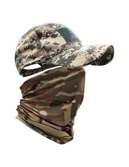 Conjunto Gorra Camo y Gaiter de Cuello UV Táctico
